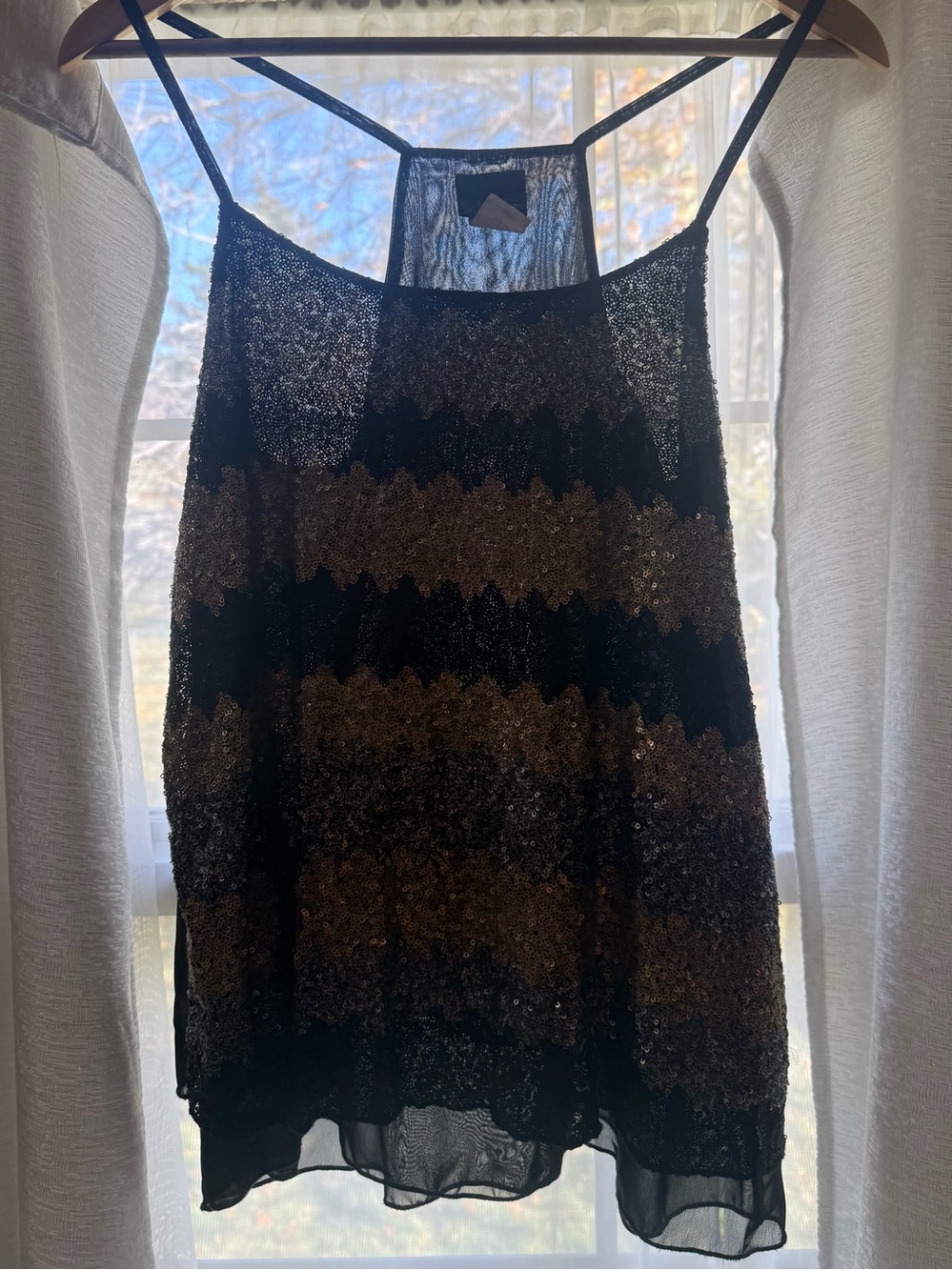 Daytrip Black Sheer Strappy sequin Camisole